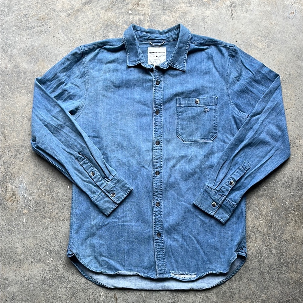 Men's Blue Denim Shirt modern amusement size large